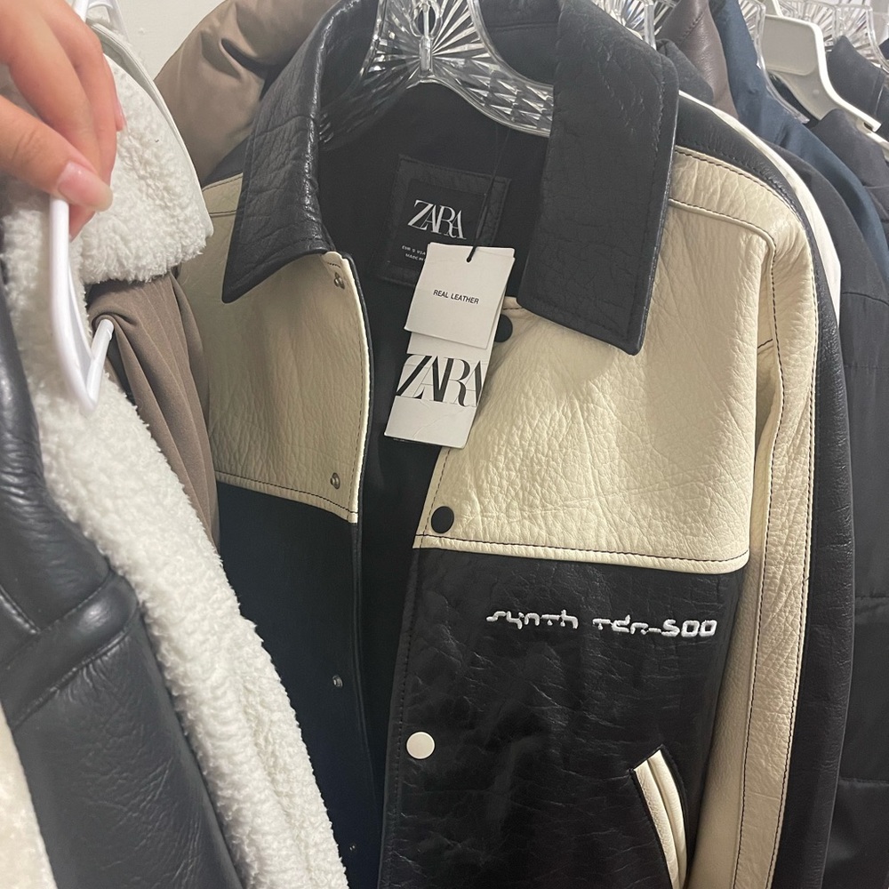 Contrast leather jacket - Picture 4 of 5